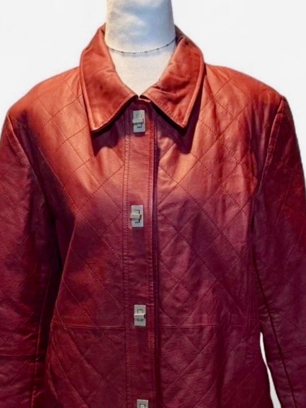 Vintage Y2K Dialogue Premium Quilted Red Leather Jacket